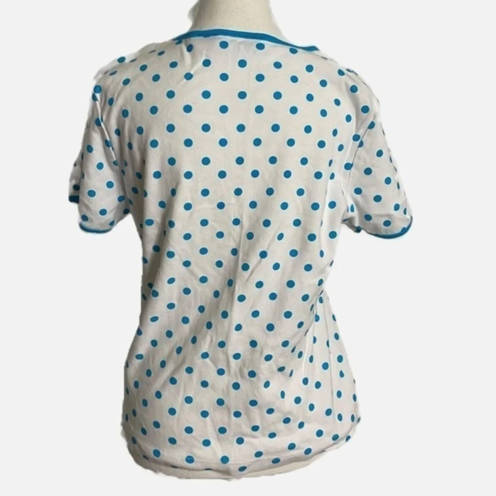 Onque Casuals White with Blue Polka Dot Cotton Short Sleeve Shirt - Picture 2 of 8